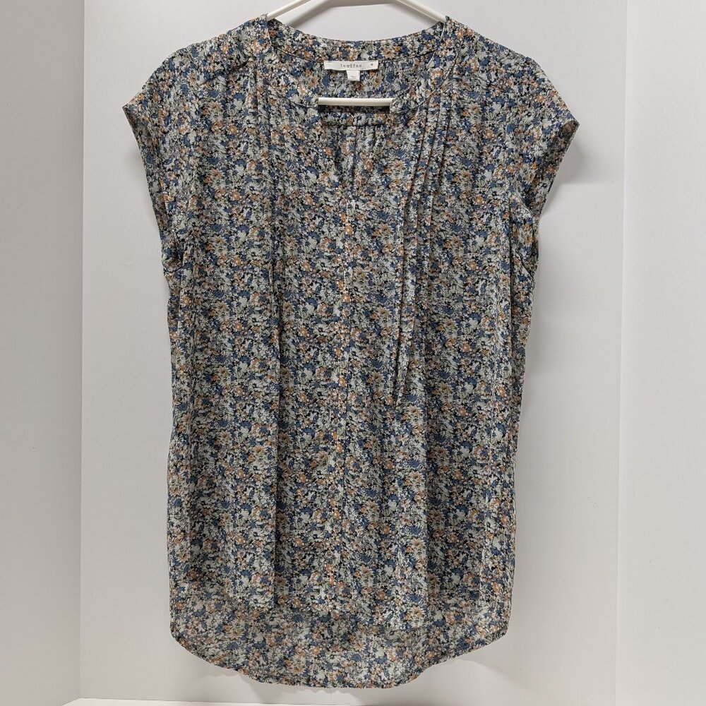 Fun 2 Fun Alvena Split Neck Blouse in Blue